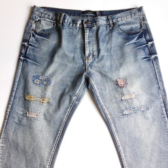 Maxi Milian Blue Distressed Faded Straight Leg Jeans Size 46 - Picture 9 of 10